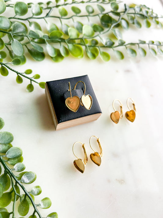 Stainless Steel Leverback 10mm Heart Gold Earrings